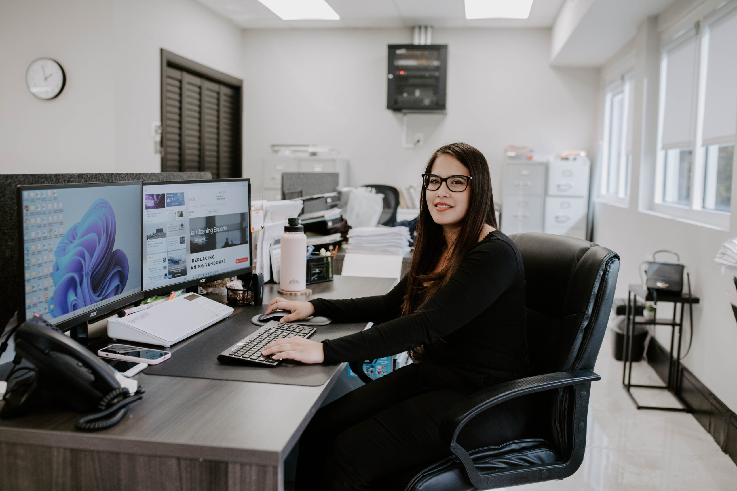 Female Clean Space team member at the commercial cleaning office in Florida